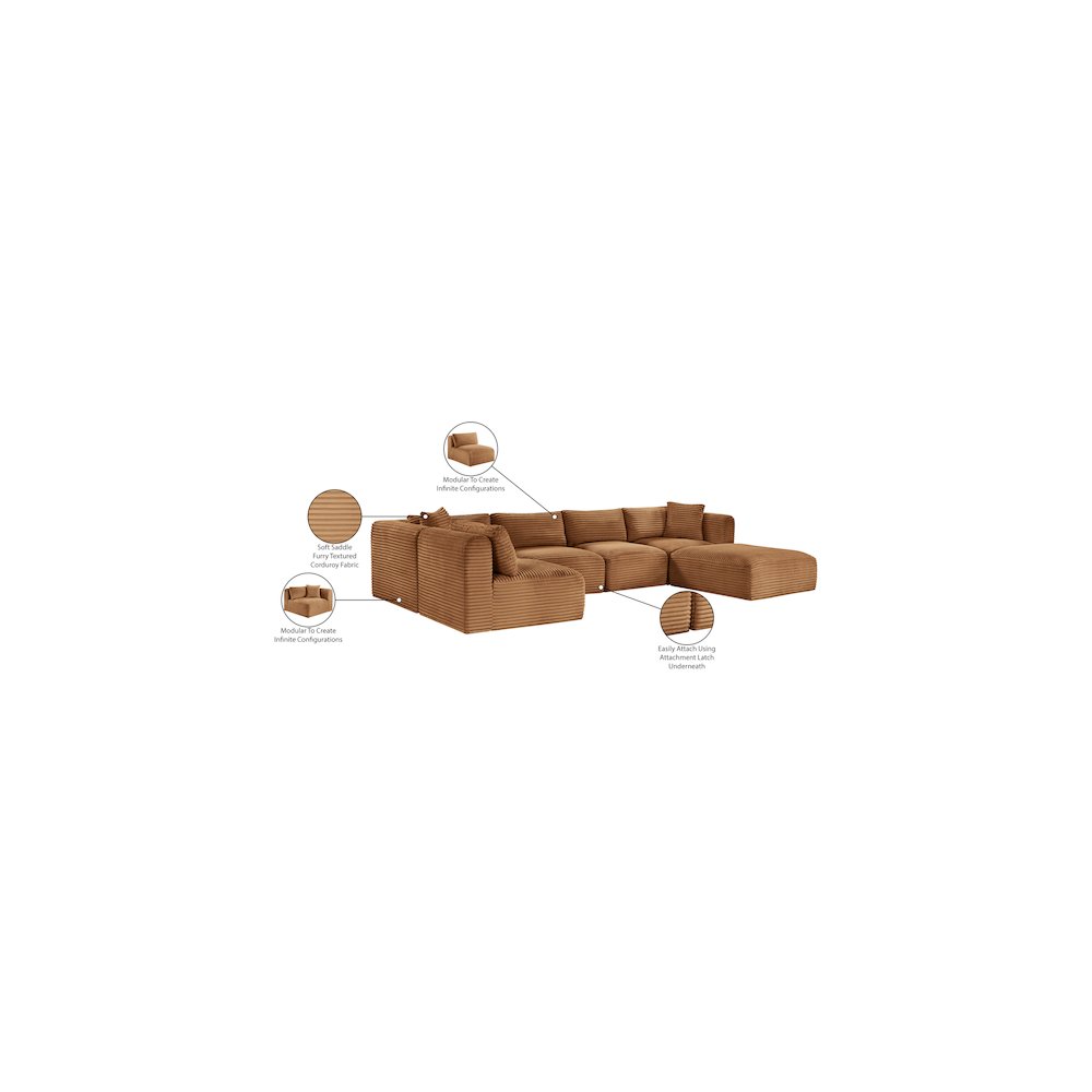Shaggy Saddle Corduroy Performance Fabric Modular Sectional