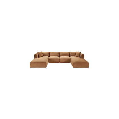 Shaggy Saddle Corduroy Performance Fabric Modular Sectional