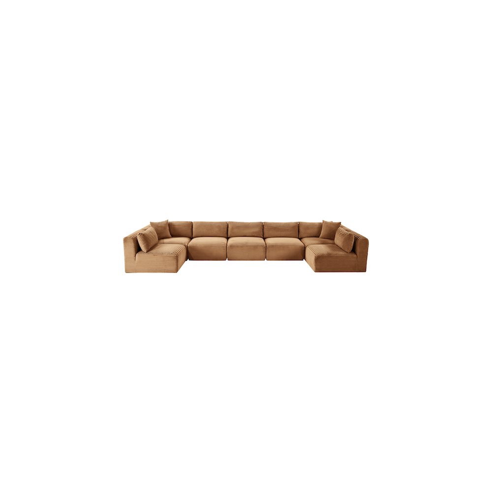 Shaggy Saddle Corduroy Performance Fabric Modular Sectional