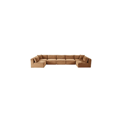 Shaggy Saddle Corduroy Performance Fabric Modular Sectional