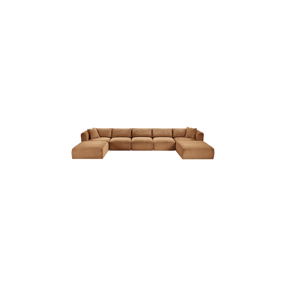 Shaggy Saddle Corduroy Performance Fabric Modular Sectional