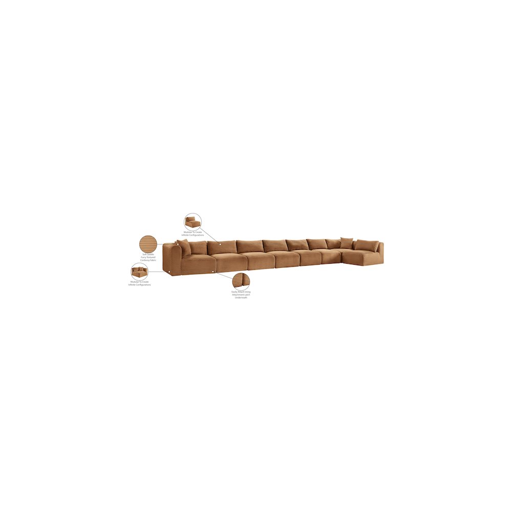 Shaggy Saddle Corduroy Performance Fabric Modular Sectional
