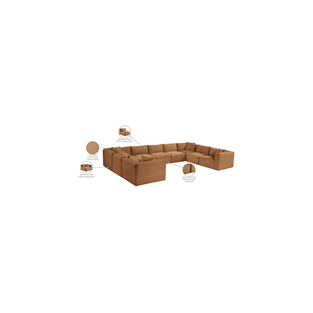 Shaggy Saddle Corduroy Performance Fabric Modular Sectional