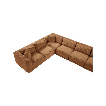 Shaggy Saddle Corduroy Performance Fabric Modular Sectional