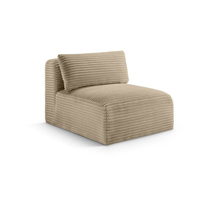 Shaggy Taupe Corduroy Performance Fabric Armless Chair