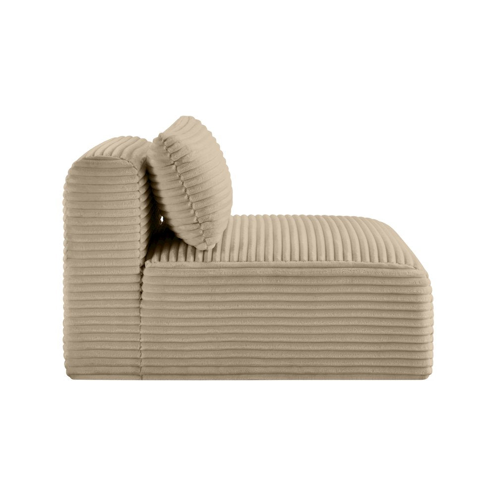 Shaggy Taupe Corduroy Performance Fabric Armless Chair