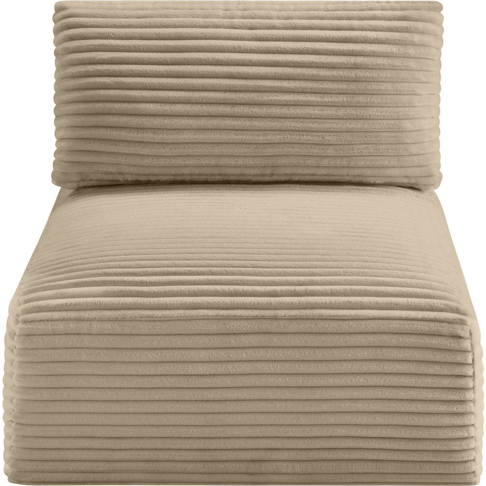 Shaggy Taupe Corduroy Performance Fabric Armless Chair