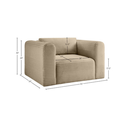 Shaggy Taupe Corduroy Performance Fabric Arm Chair