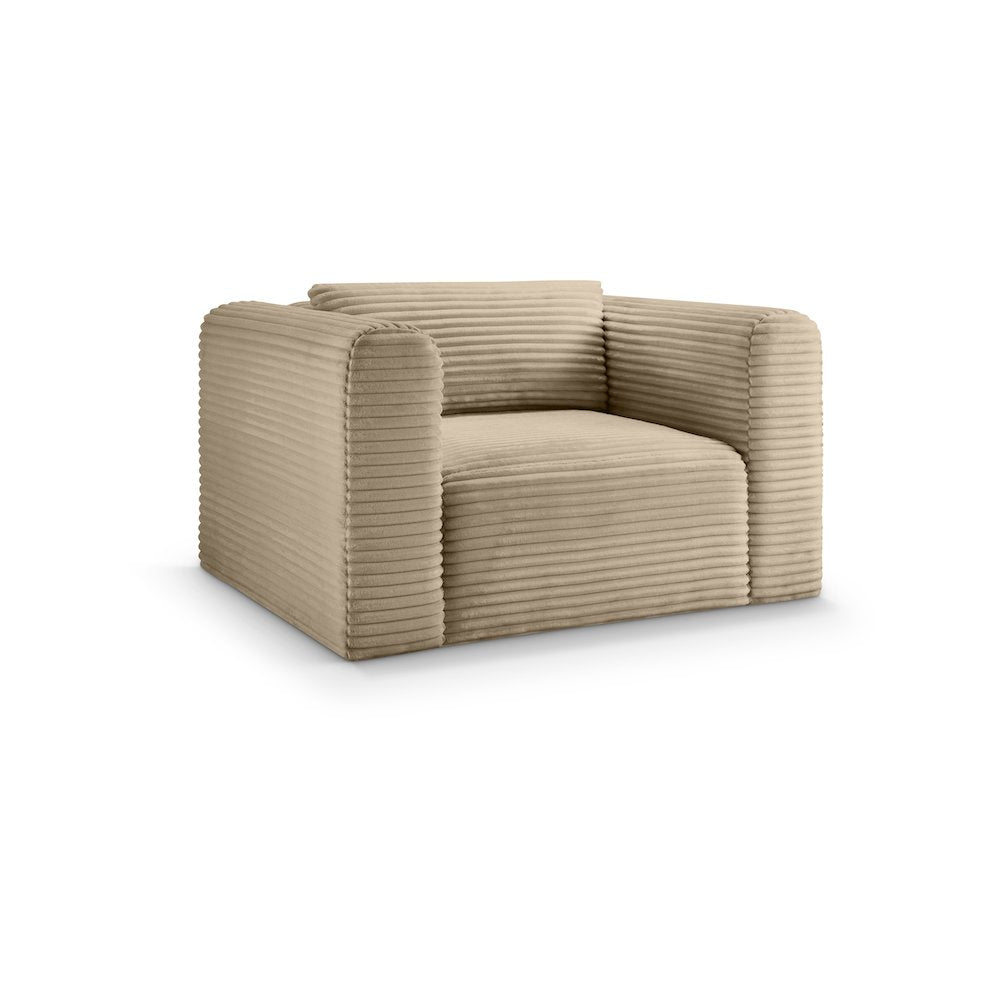 Shaggy Taupe Corduroy Performance Fabric Arm Chair