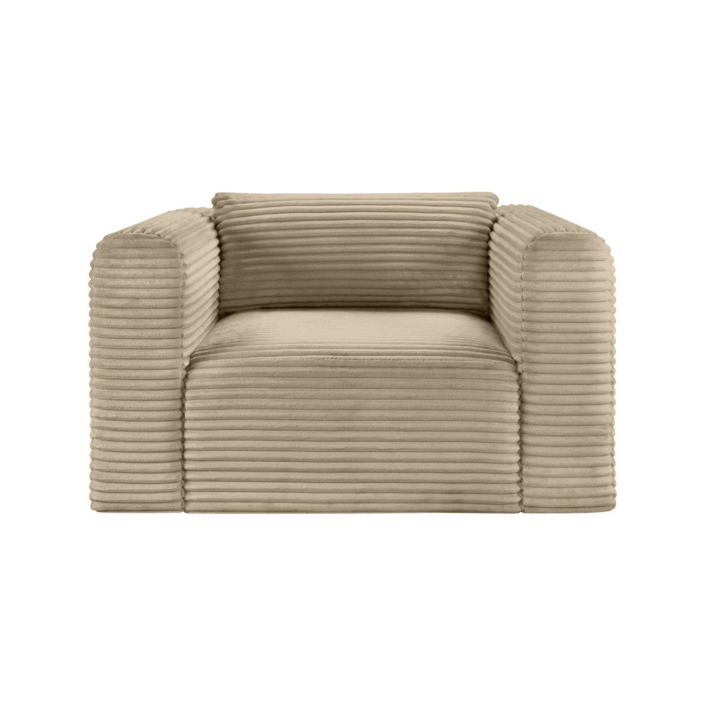 Shaggy Taupe Corduroy Performance Fabric Arm Chair