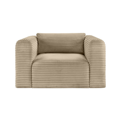 Shaggy Taupe Corduroy Performance Fabric Arm Chair