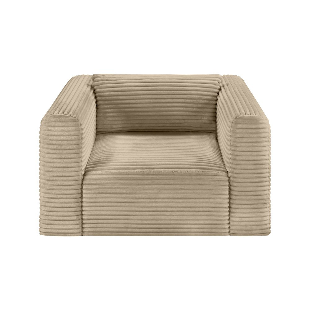 Shaggy Taupe Corduroy Performance Fabric Arm Chair