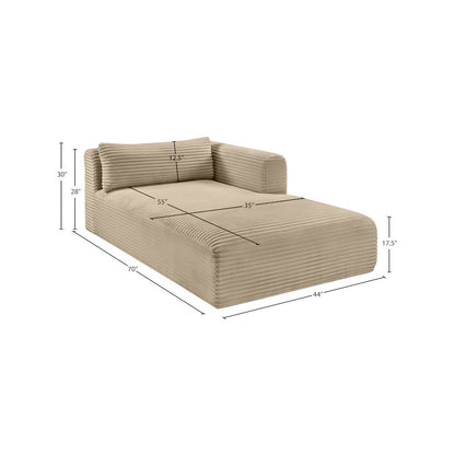 Shaggy Taupe Corduroy Performance Fabric Chaise