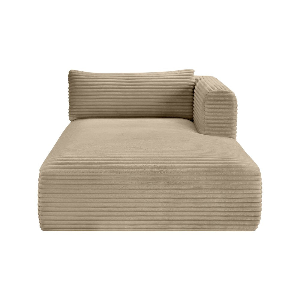 Shaggy Taupe Corduroy Performance Fabric Chaise