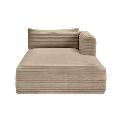 Shaggy Taupe Corduroy Performance Fabric Chaise