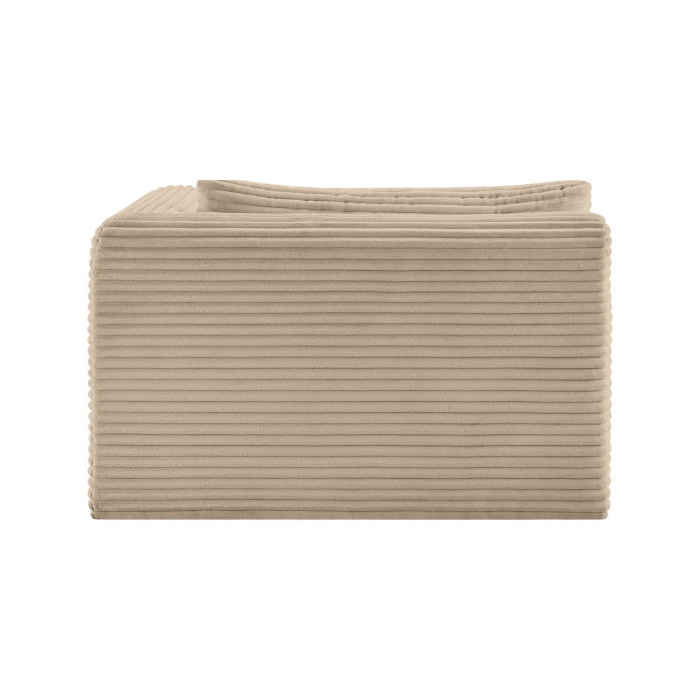 Shaggy Taupe Corduroy Performance Fabric Chaise