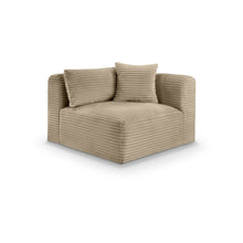 Shaggy Taupe Corduroy Performance Fabric Corner Chair