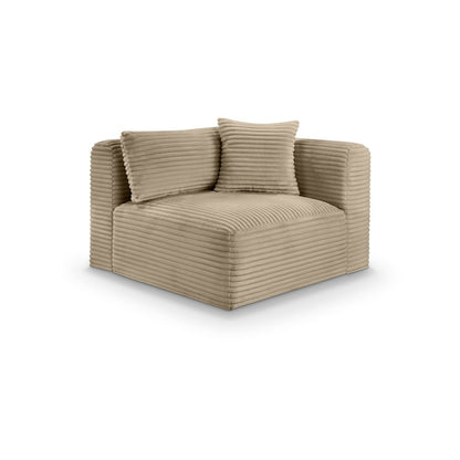 Shaggy Taupe Corduroy Performance Fabric Corner Chair