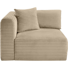 Shaggy Taupe Corduroy Performance Fabric Corner Chair