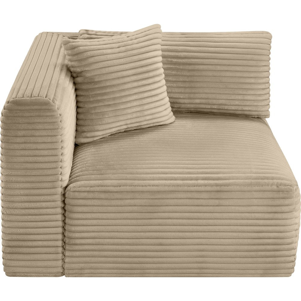 Shaggy Taupe Corduroy Performance Fabric Corner Chair