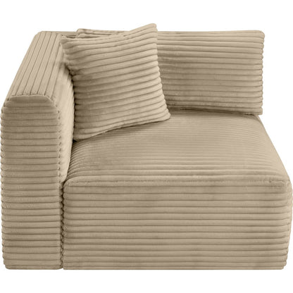 Shaggy Taupe Corduroy Performance Fabric Corner Chair