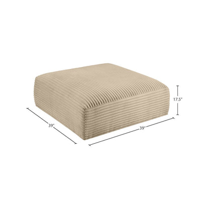 Shaggy Taupe Corduroy Performance Fabric Ottoman