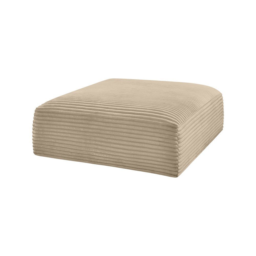Shaggy Taupe Corduroy Performance Fabric Ottoman