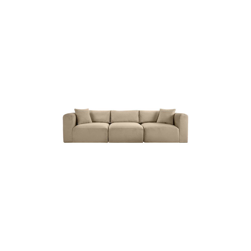 Shaggy Taupe Corduroy Performance Fabric Modular Sofa