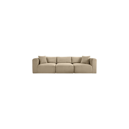 Shaggy Taupe Corduroy Performance Fabric Modular Sofa