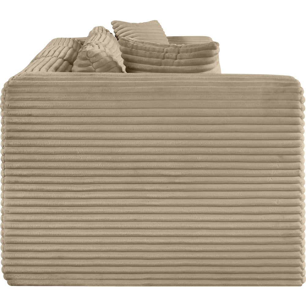 Shaggy Taupe Corduroy Performance Fabric Modular Sofa