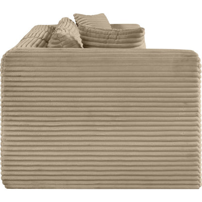 Shaggy Taupe Corduroy Performance Fabric Modular Sofa