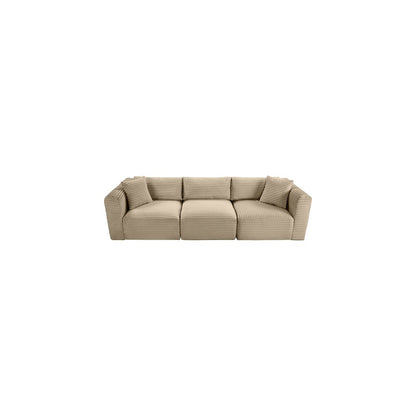 Shaggy Taupe Corduroy Performance Fabric Modular Sofa