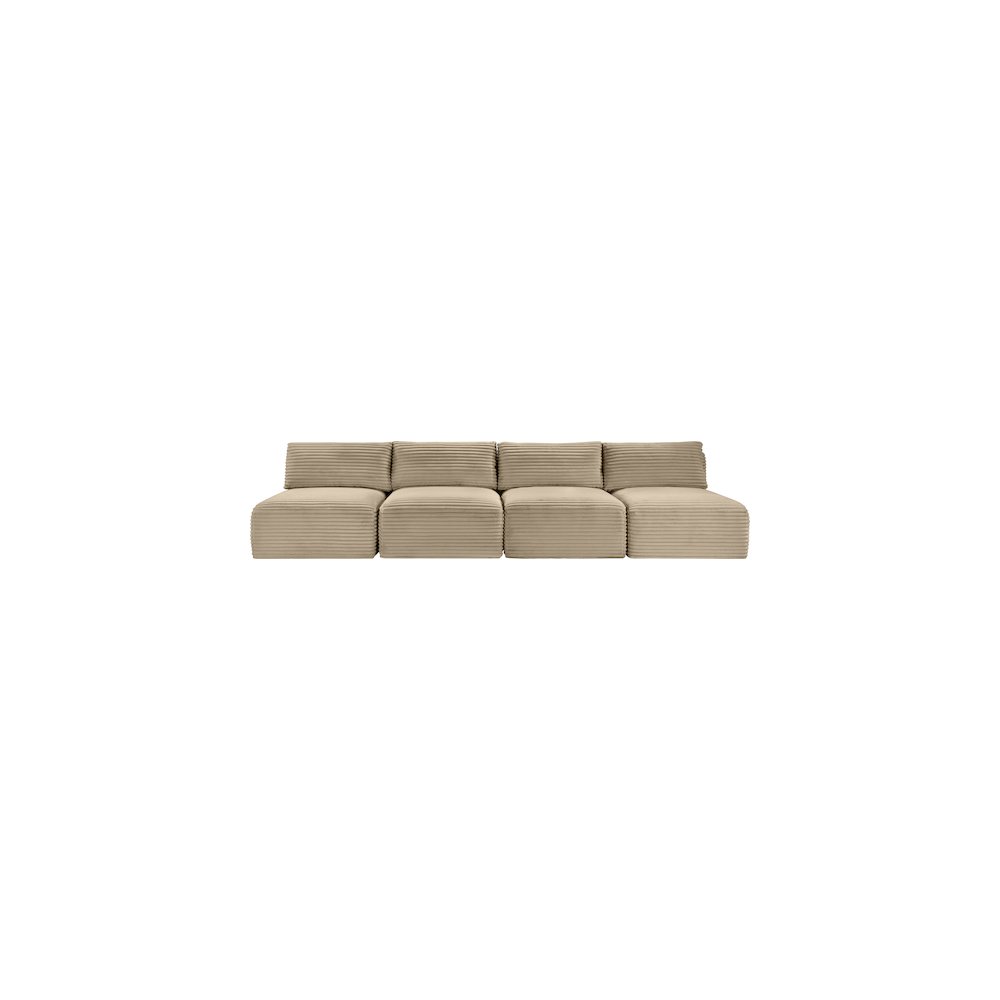 Shaggy Taupe Corduroy Performance Fabric Modular Sofa