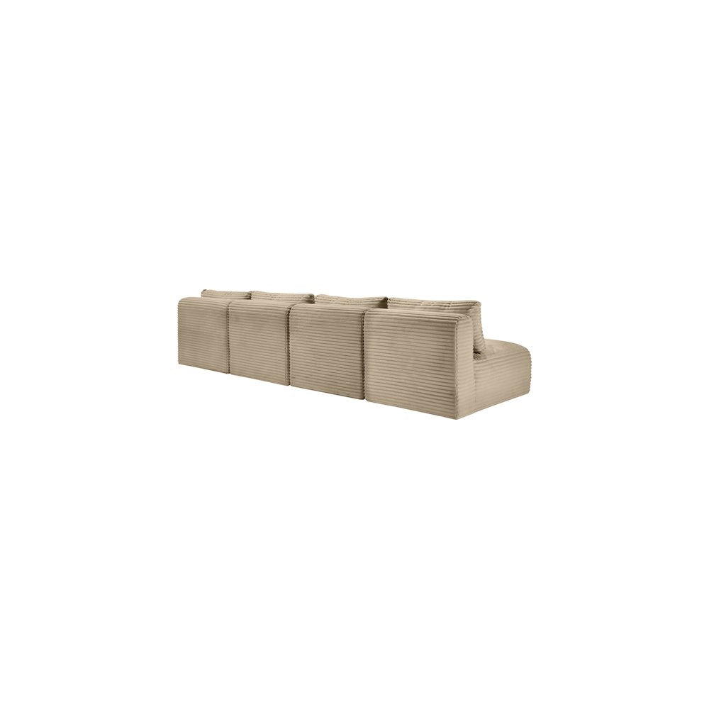 Shaggy Taupe Corduroy Performance Fabric Modular Sofa