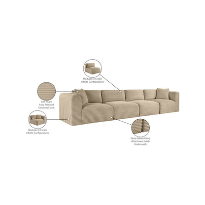 Shaggy Taupe Corduroy Performance Fabric Modular Sofa