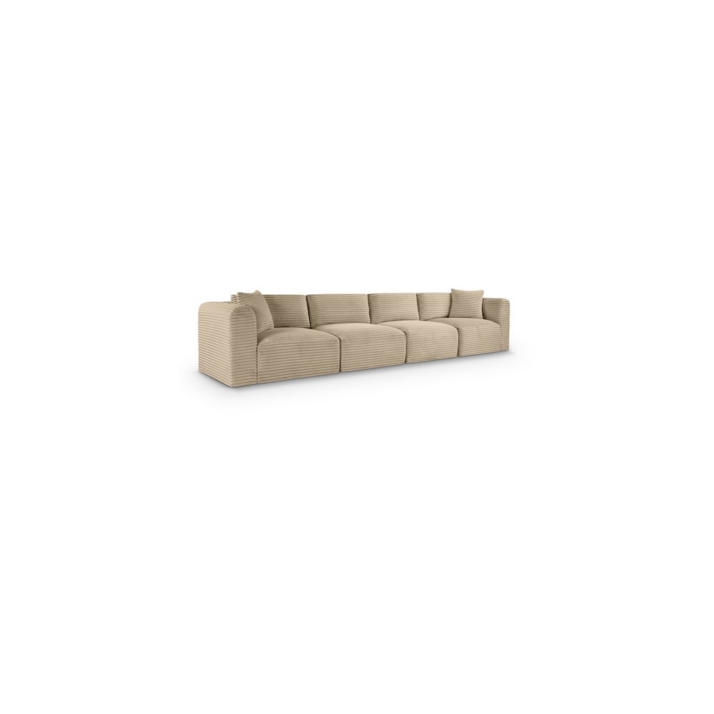 Shaggy Taupe Corduroy Performance Fabric Modular Sofa