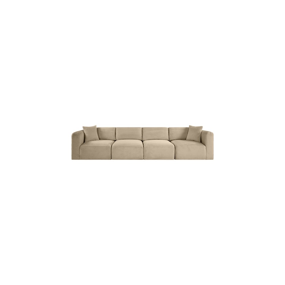 Shaggy Taupe Corduroy Performance Fabric Modular Sofa
