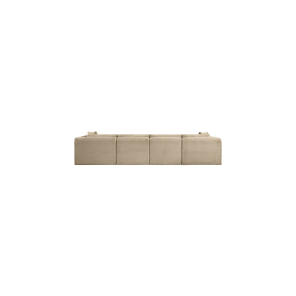 Shaggy Taupe Corduroy Performance Fabric Modular Sofa