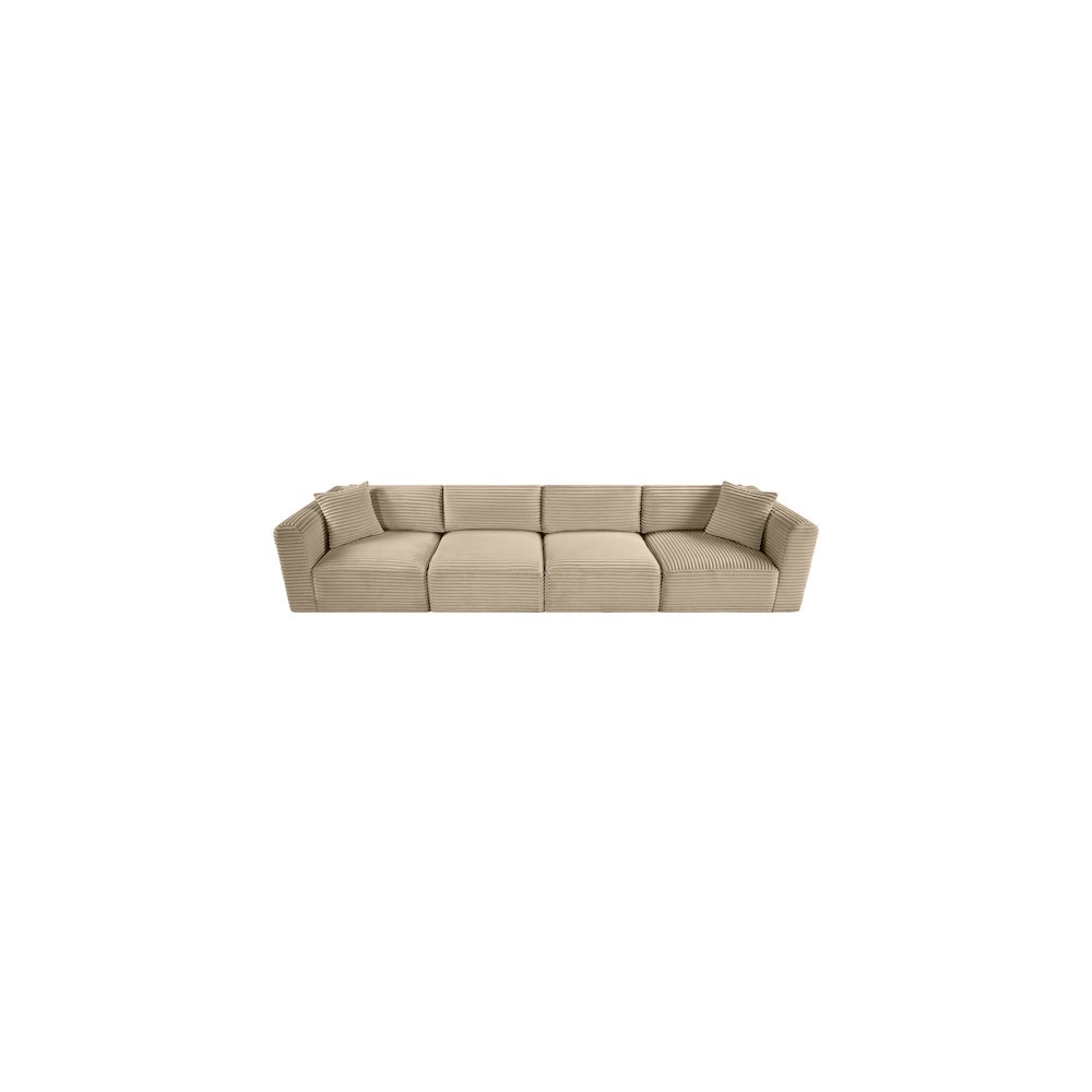 Shaggy Taupe Corduroy Performance Fabric Modular Sofa