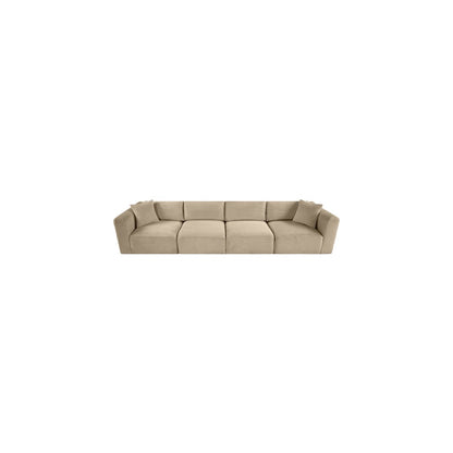 Shaggy Taupe Corduroy Performance Fabric Modular Sofa