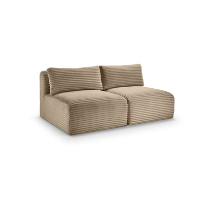 Shaggy Taupe Corduroy Performance Fabric Modular Sofa