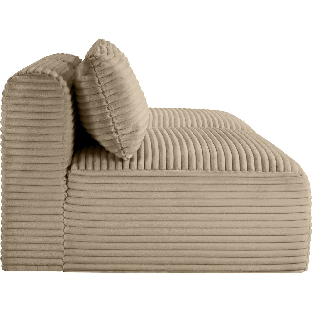 Shaggy Taupe Corduroy Performance Fabric Modular Sofa