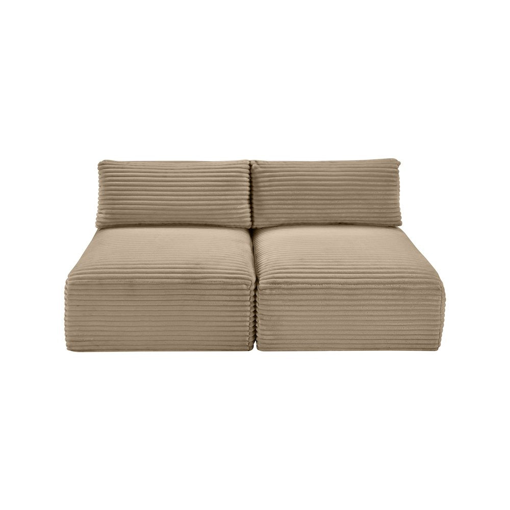 Shaggy Taupe Corduroy Performance Fabric Modular Sofa