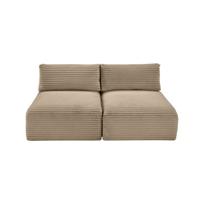 Shaggy Taupe Corduroy Performance Fabric Modular Sofa