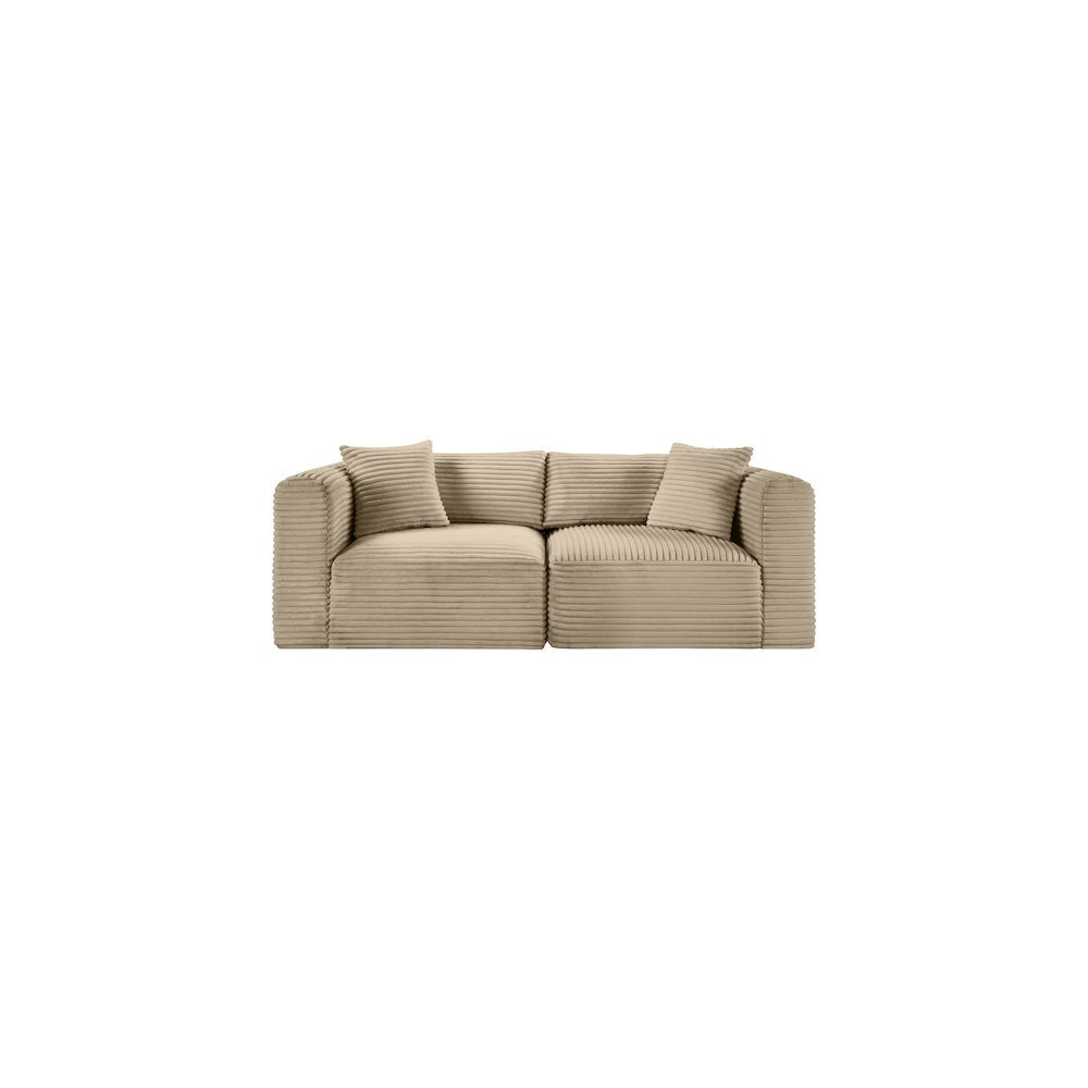 Shaggy Taupe Corduroy Performance Fabric Modular Sofa