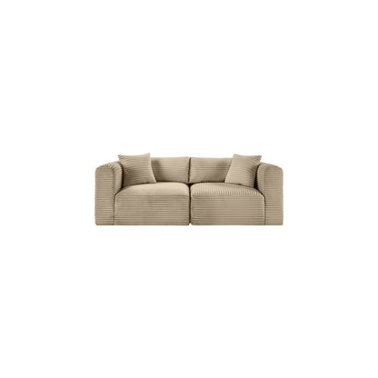 Shaggy Taupe Corduroy Performance Fabric Modular Sofa