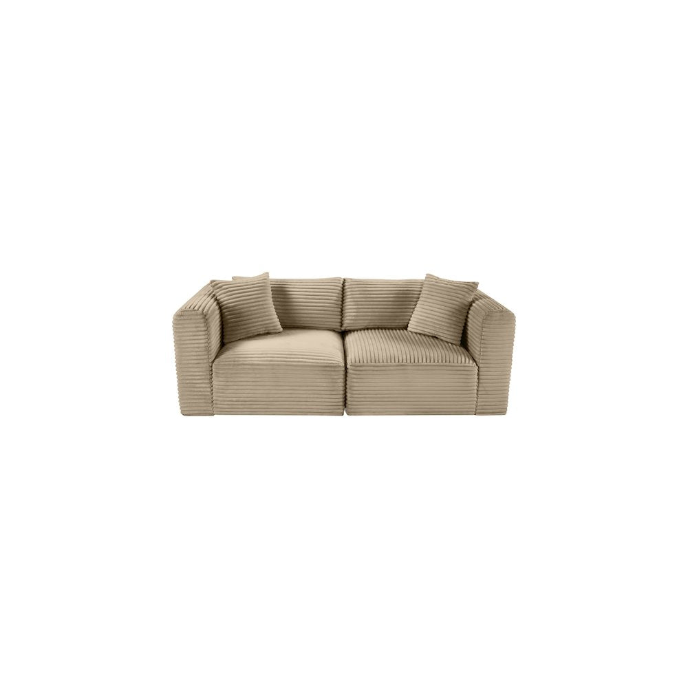 Shaggy Taupe Corduroy Performance Fabric Modular Sofa