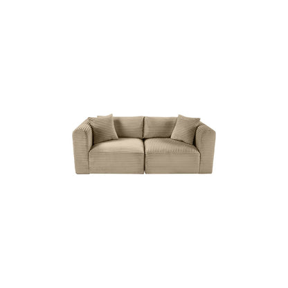 Shaggy Taupe Corduroy Performance Fabric Modular Sofa