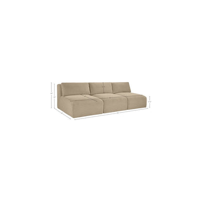Shaggy Taupe Corduroy Performance Fabric Modular Sofa