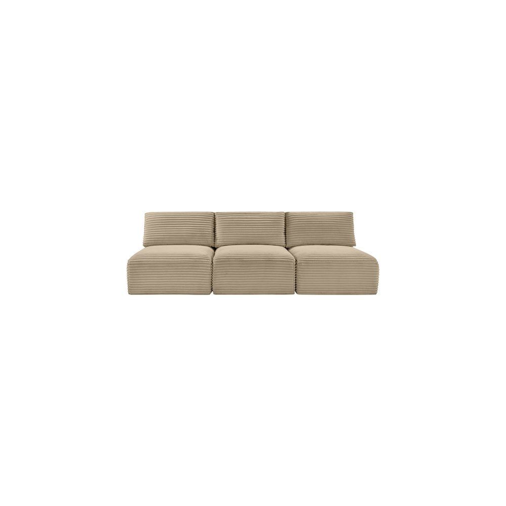 Shaggy Taupe Corduroy Performance Fabric Modular Sofa